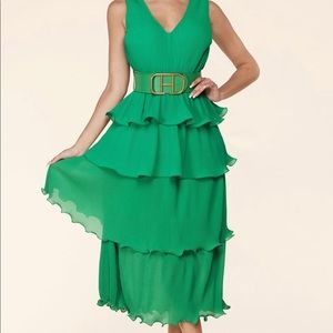 Green Pleated Summer Dress